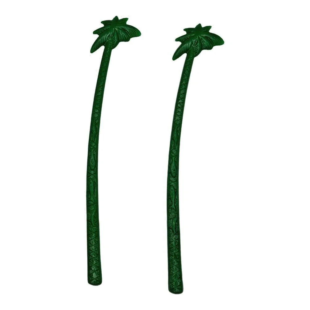(2) Hilton Hotels Swizzle Stir Cocktail Stick Palm Tree Hawaii Bar Vintage